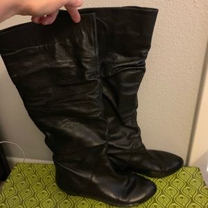 Gianni Bini Black Leather Parker Boots 7.5 EUC